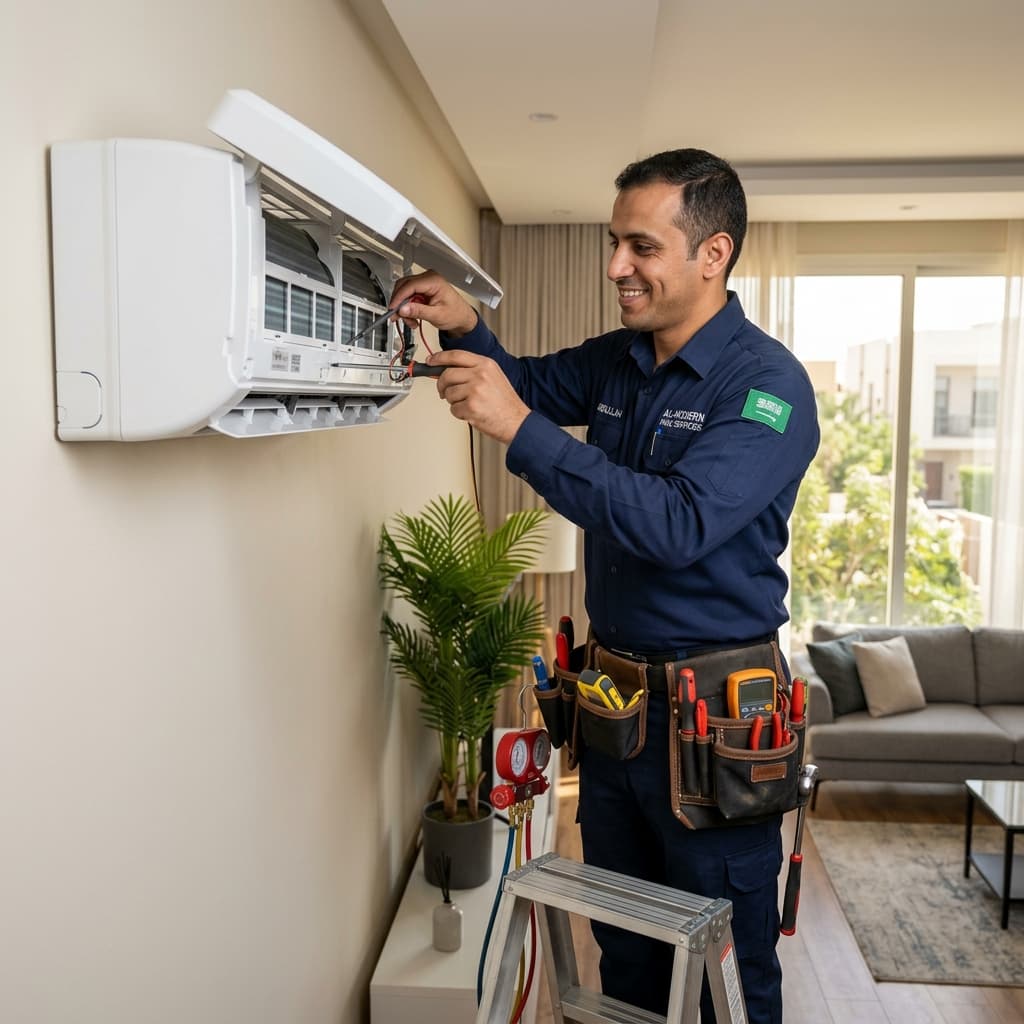 ADMSS Technician servicing air conditioner unit